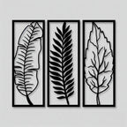 Tropical Botanical Leaf Trio Metal Wall Art Panels