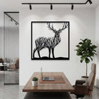 Majestic Forest Deer Silhouette Metal Wall Art