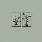 Minimalist Potted Plant Duo Metal Wall Art Panels