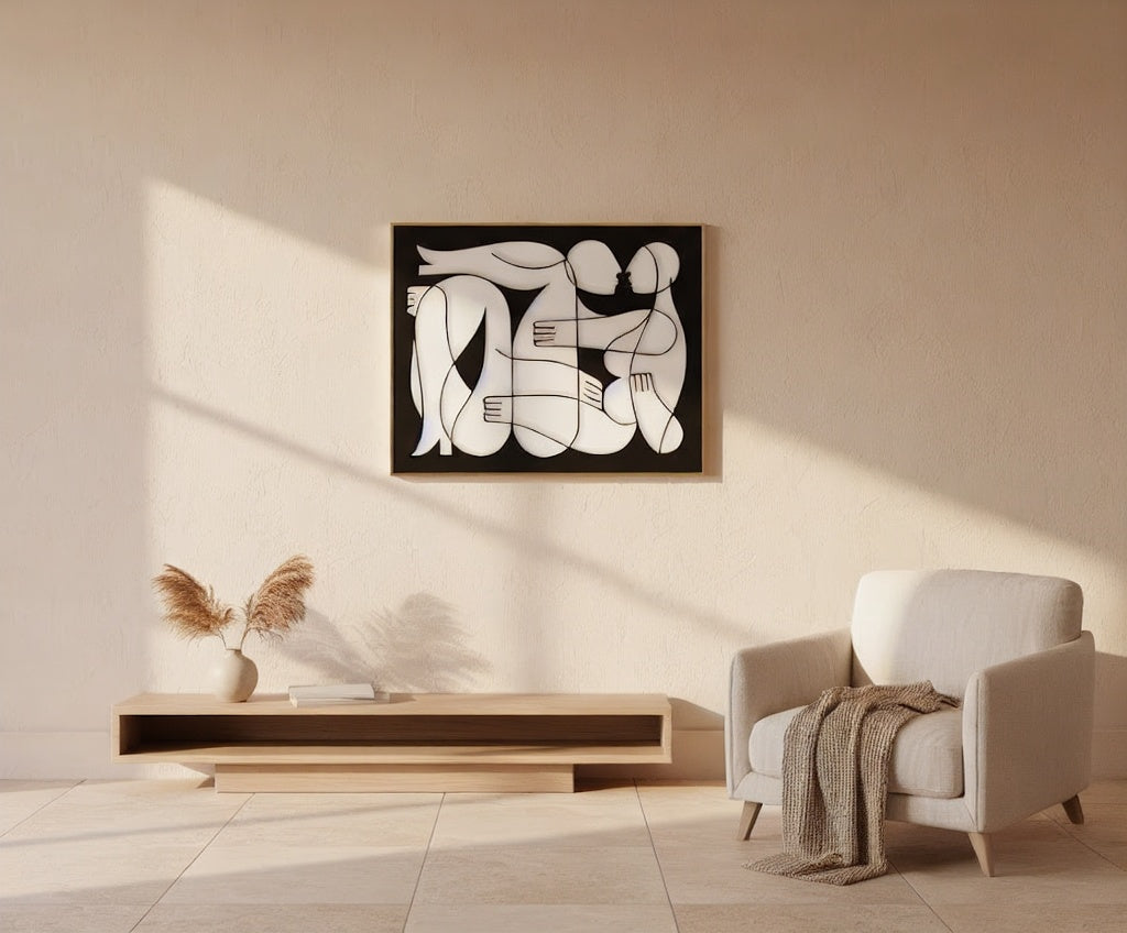 Modern Abstract Lovers Metal Strip Wall Art