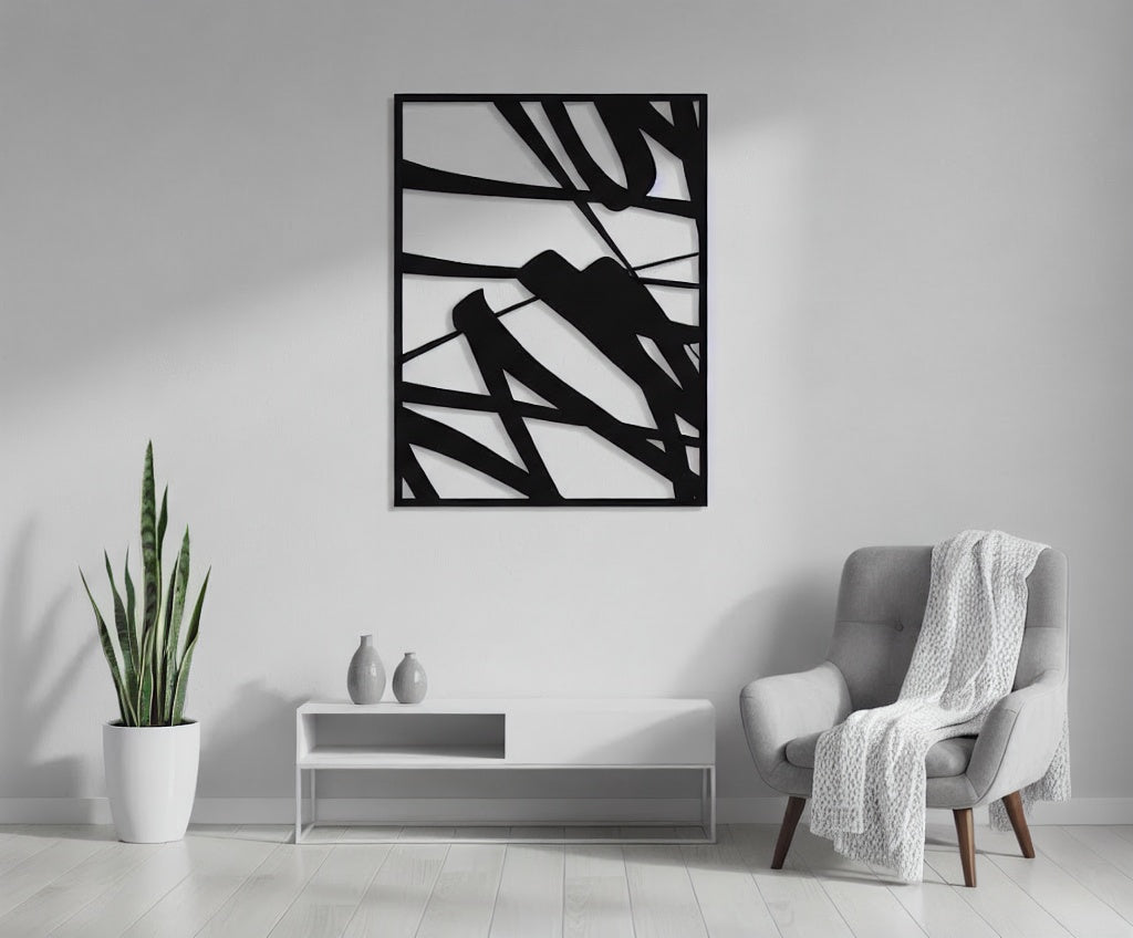Modern Abstract Silhouette Metal Strip Wall Art