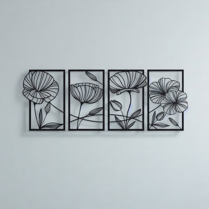 Framed Floral Duo Metal Strip Wall Art