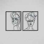 Abstract Minimalist Women Faces Metal Wall Art Set