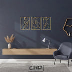 Minimalist Abstract Nude Female Form Metal Wall Art Triptych