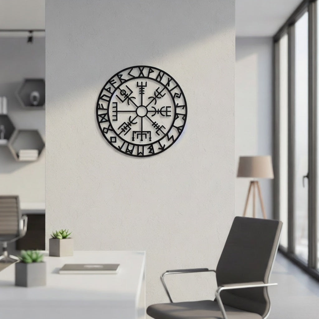 Viking Vegvisir Compass Circular Metal Wall Art