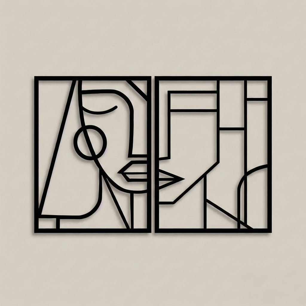 Minimalist Abstract Human Portrait Metal Wall Art Set