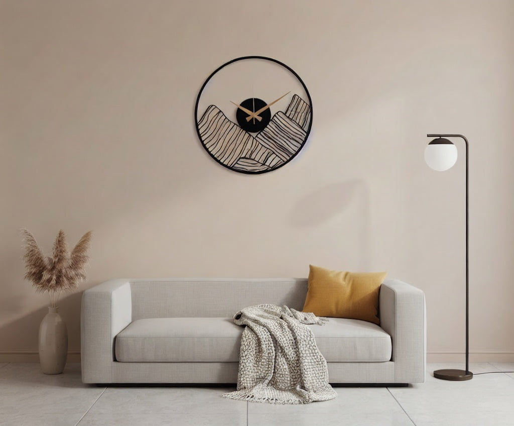 Mountain Peak Silhouette Metal Wall Clock