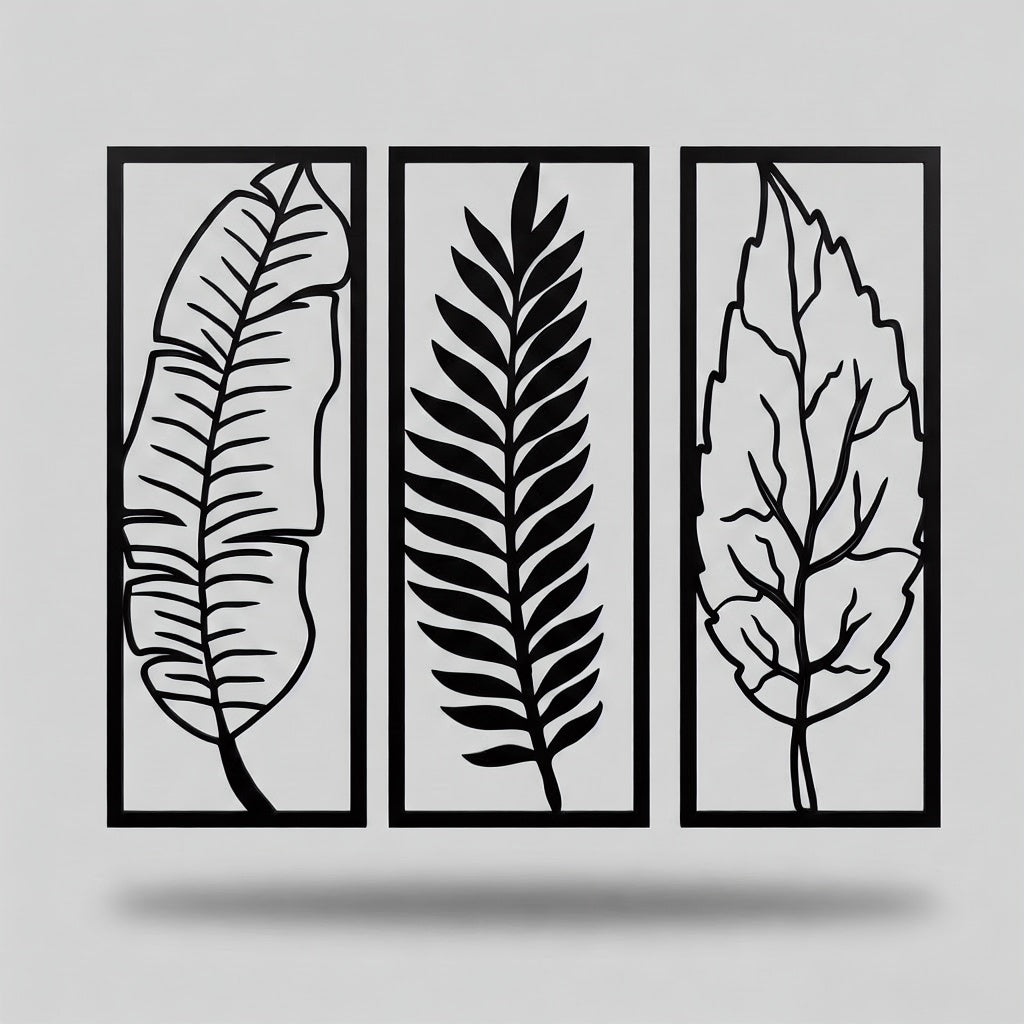 Tropical Botanical Leaf Trio Metal Wall Art Panels