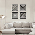 Geometric Line Pattern Quadtych Metal Wall Art