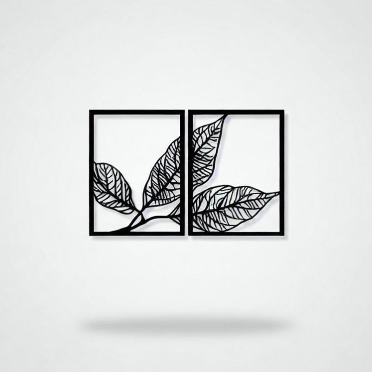 Elegant Foliage Pair Metal Wall Art Panels