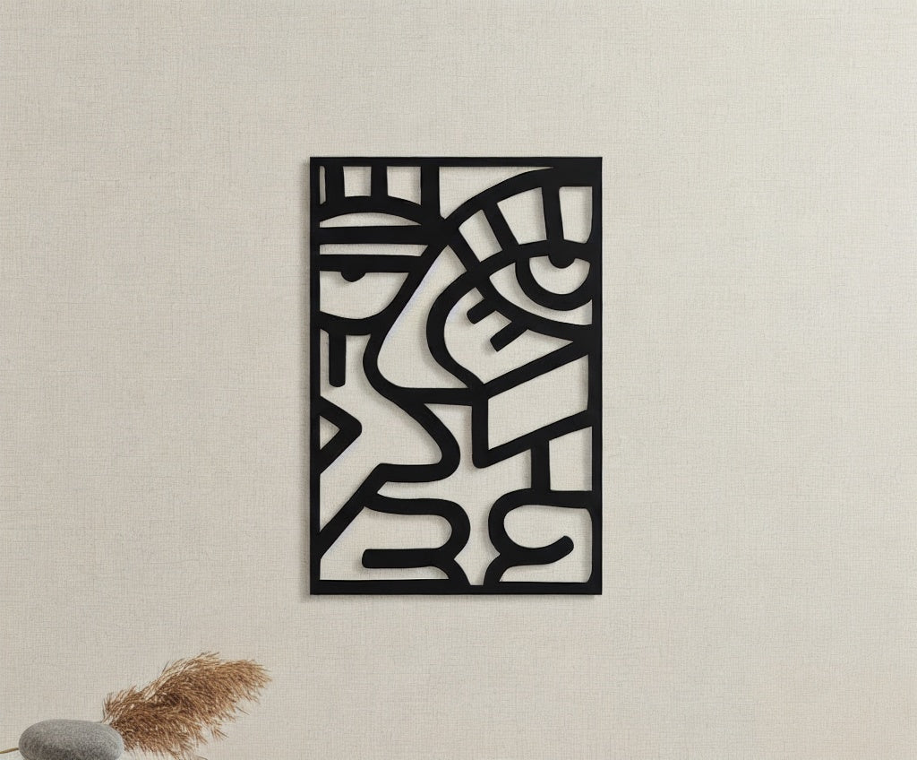 Modern Abstract Cubist Face Metal Wall Art