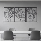 Floral Goddess Trio Metal Strip Wall Art