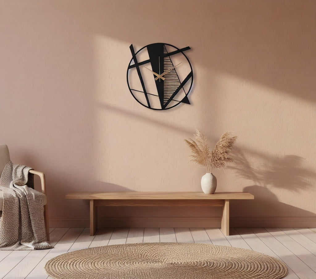 Modern Geometric Abstract Metal Wall Clock
