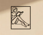Minimalist Reading Woman Metal Wall Art