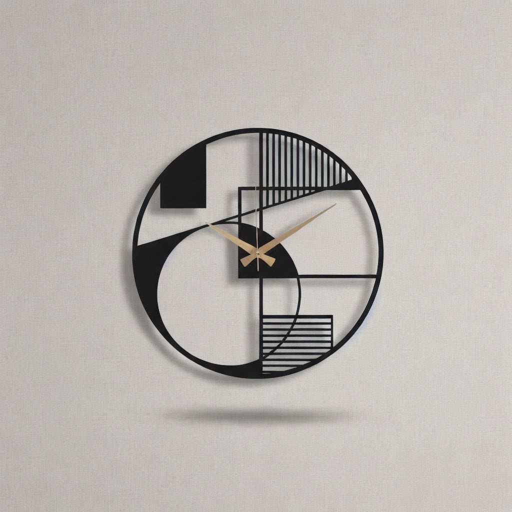 Modern Geometric Abstract Metal Wall Clock