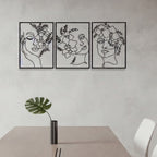 Floral Goddess Trio Metal Strip Wall Art