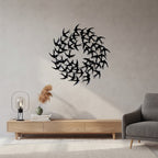Swirling Bird Flock Circular Metal Wall Art