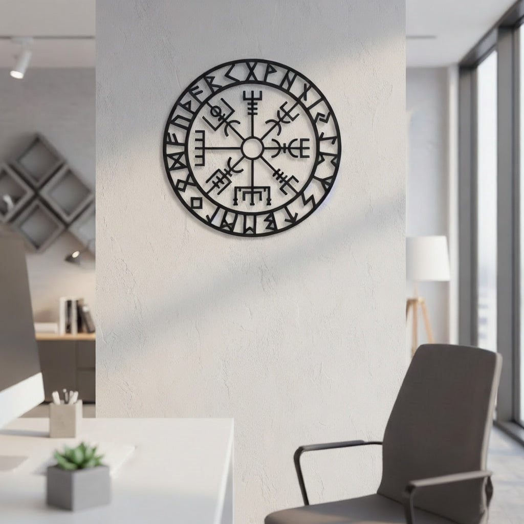 Viking Vegvisir Compass Circular Metal Wall Art