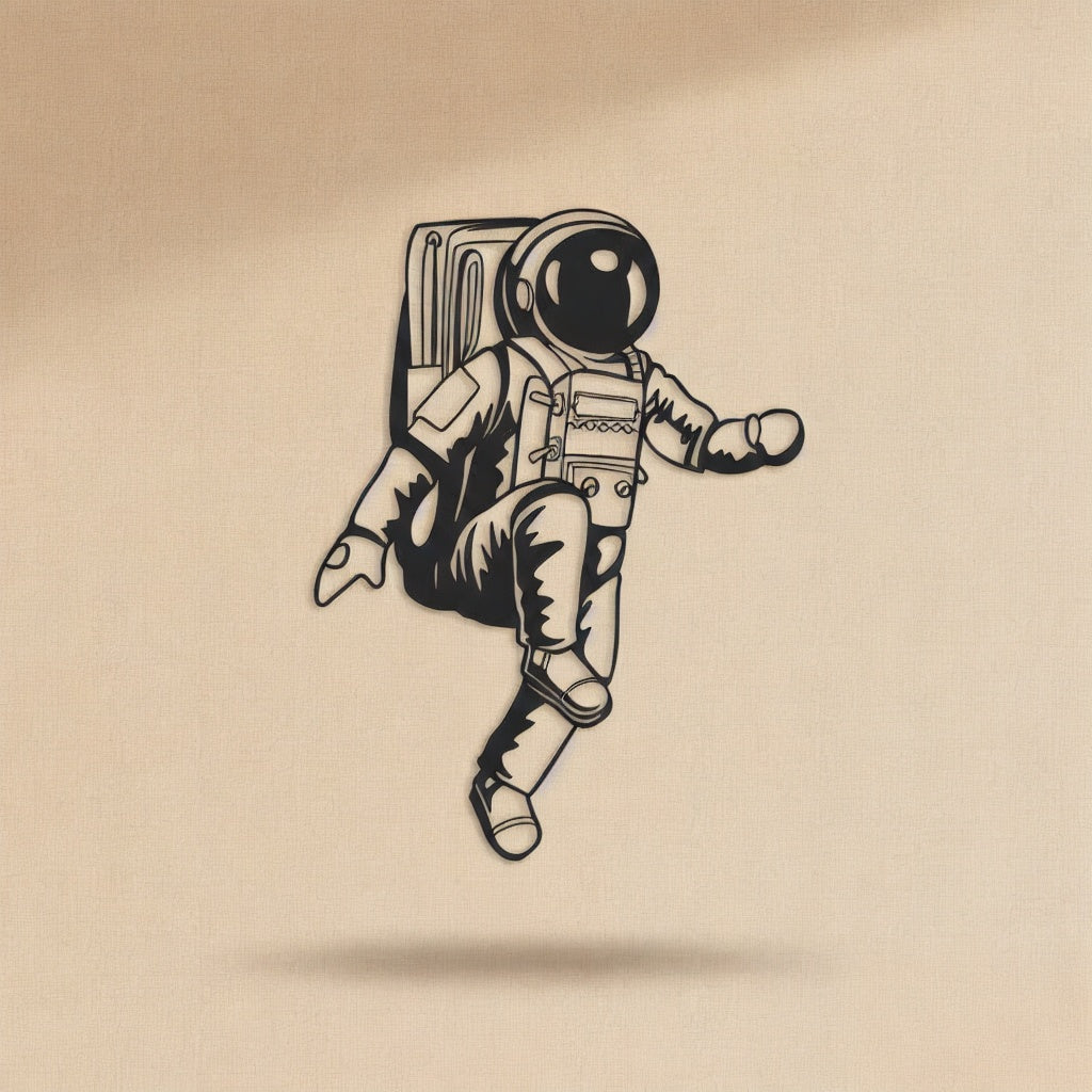 Floating Astronaut Metal Strip Wall Art