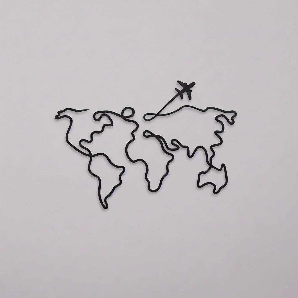 Minimalist World Map Travel Metal Wall Art
