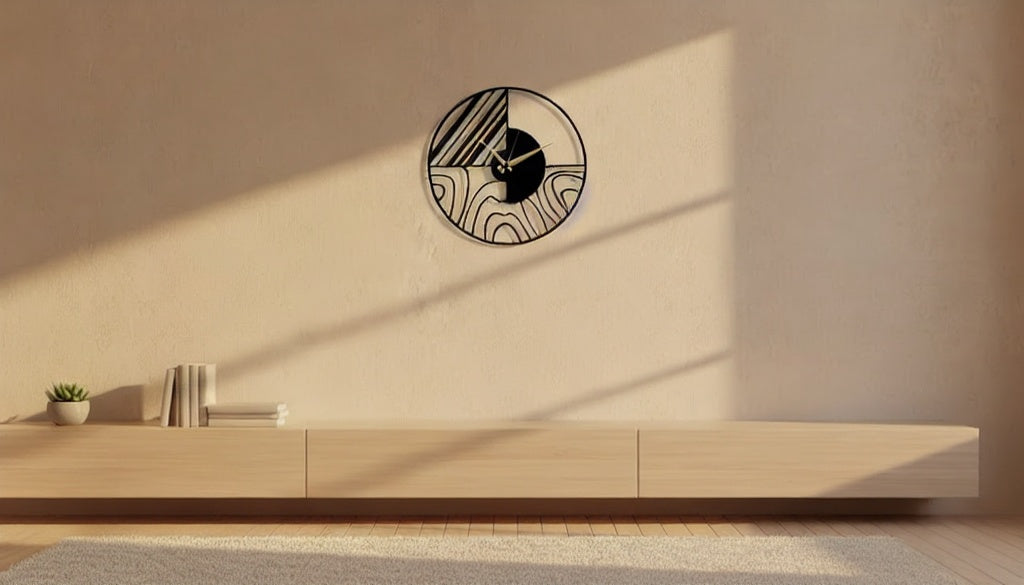 Modern Geometric Landscape Metal Wall Clock