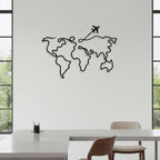 Minimalist World Map Travel Metal Wall Art