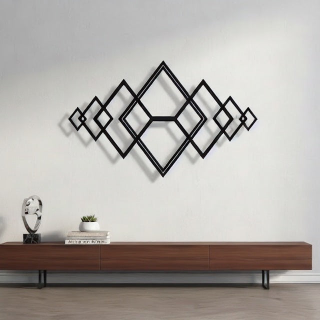 Geometric Interlocking Diamonds Metal Wall Art
