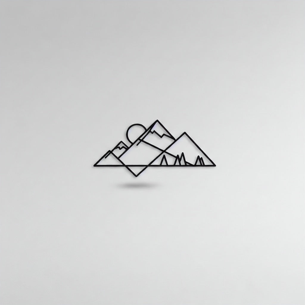 Minimalist Mountain Peaks and Sun Metal Wall Art