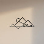 Minimalist Mountain Peaks and Sun Metal Wall Art