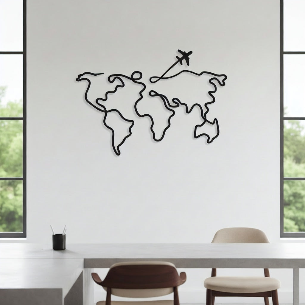 Minimalist World Map Travel Metal Wall Art