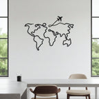 Minimalist World Map Travel Metal Wall Art