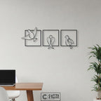 Minimalist Bird Trio Metal Line Art Set