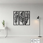 Geometric Abstract Leaf Trio Metal Wall Art