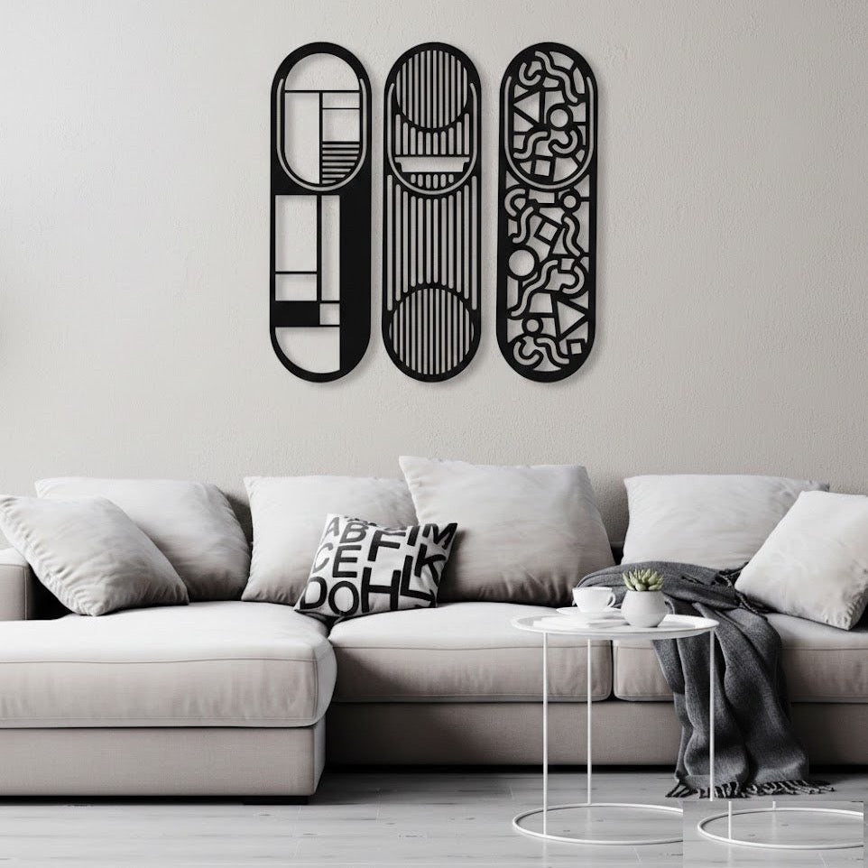 Modern Geometric Trio Metal Wall Art Panels