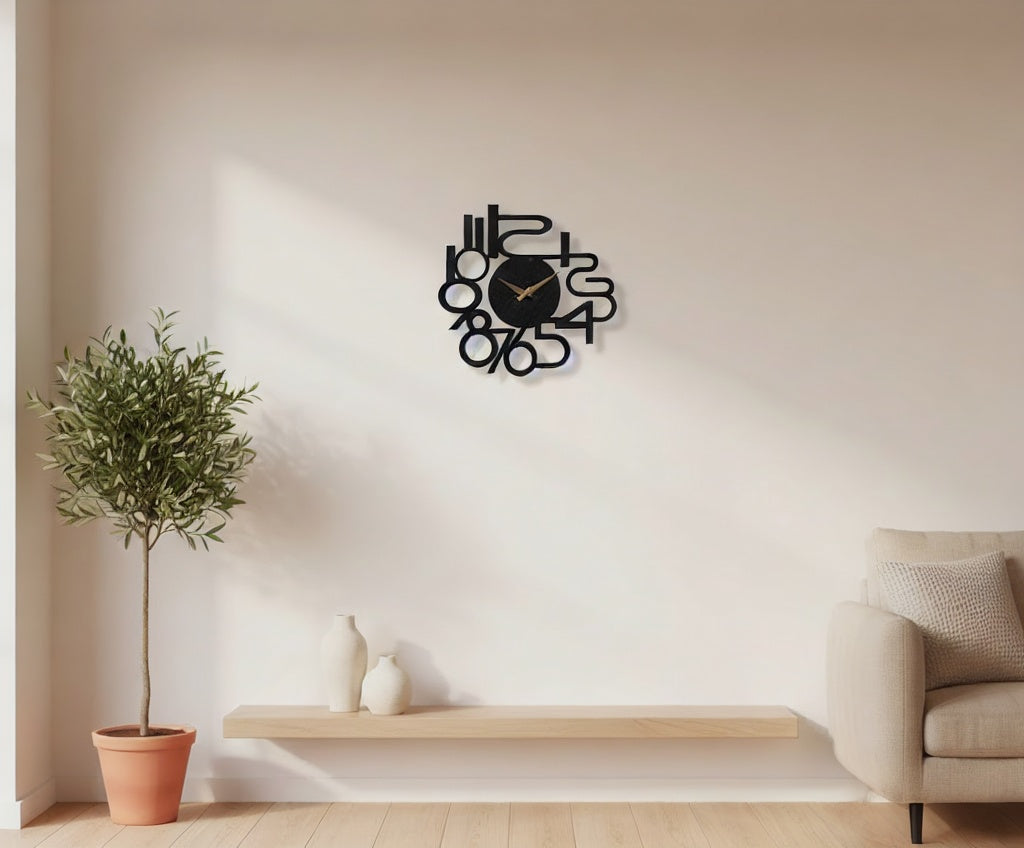 Modern Abstract Melting Numbers Metal Wall Clock