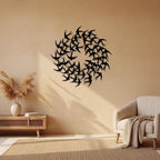 Swirling Bird Flock Circular Metal Wall Art