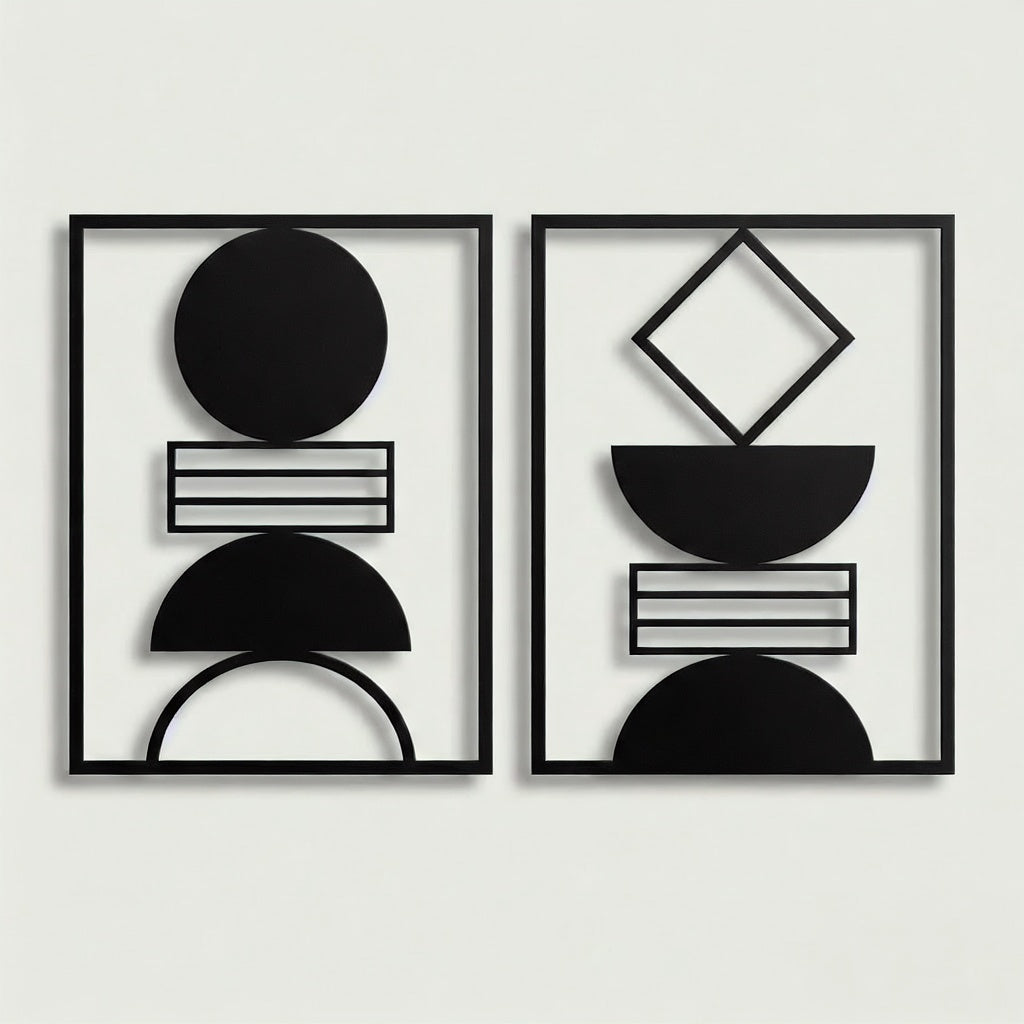 Geometric Abstract Shapes Metal Wall Art Set