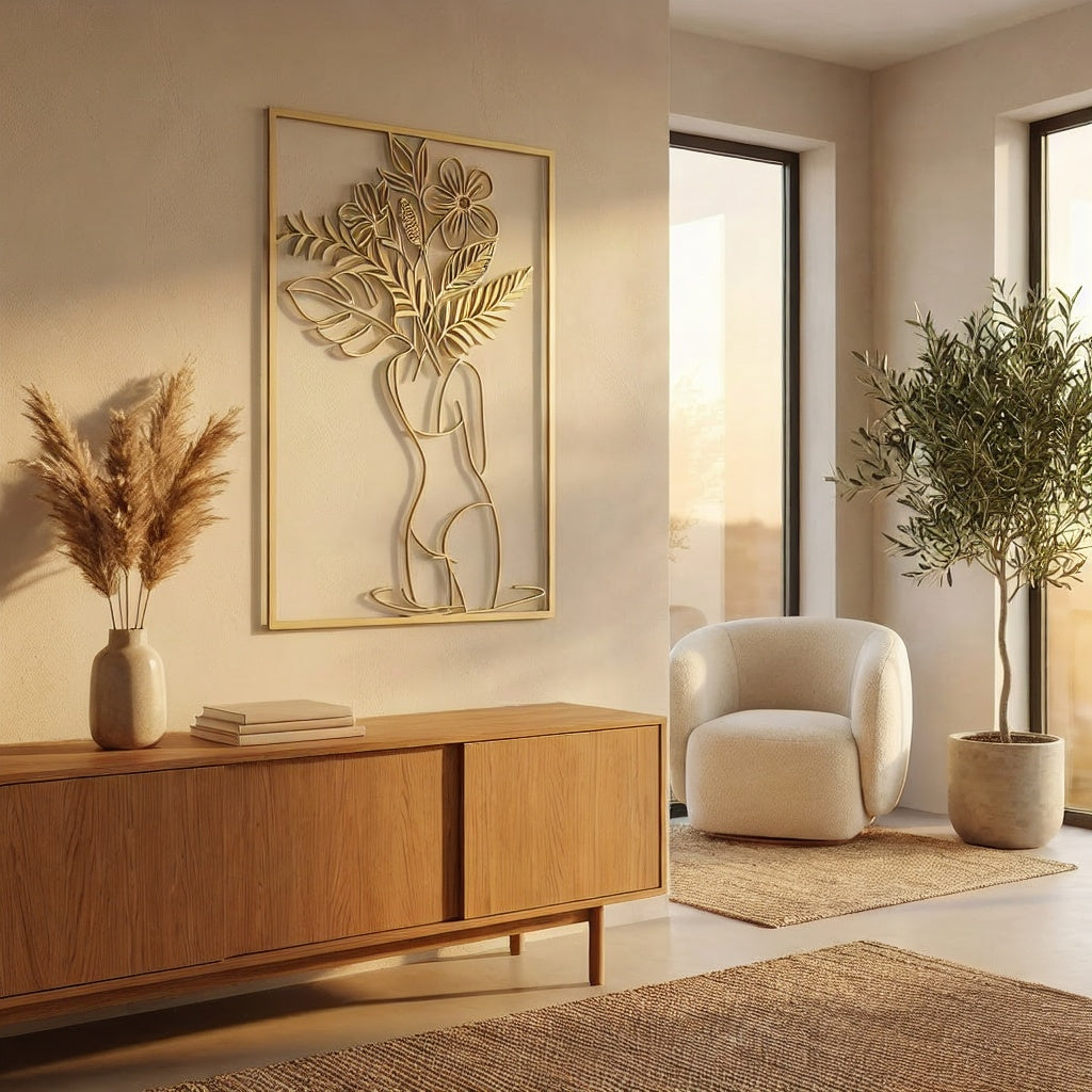 Botanical Female Silhouette Metal Wall Art