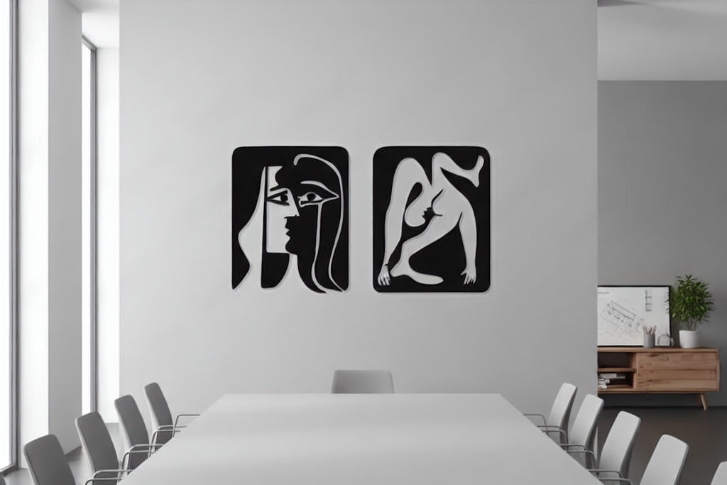 Modern Abstract Human Figure Duo Metal Wall Art