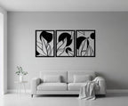 Botanical Silhouette Triptych Metal Wall Art