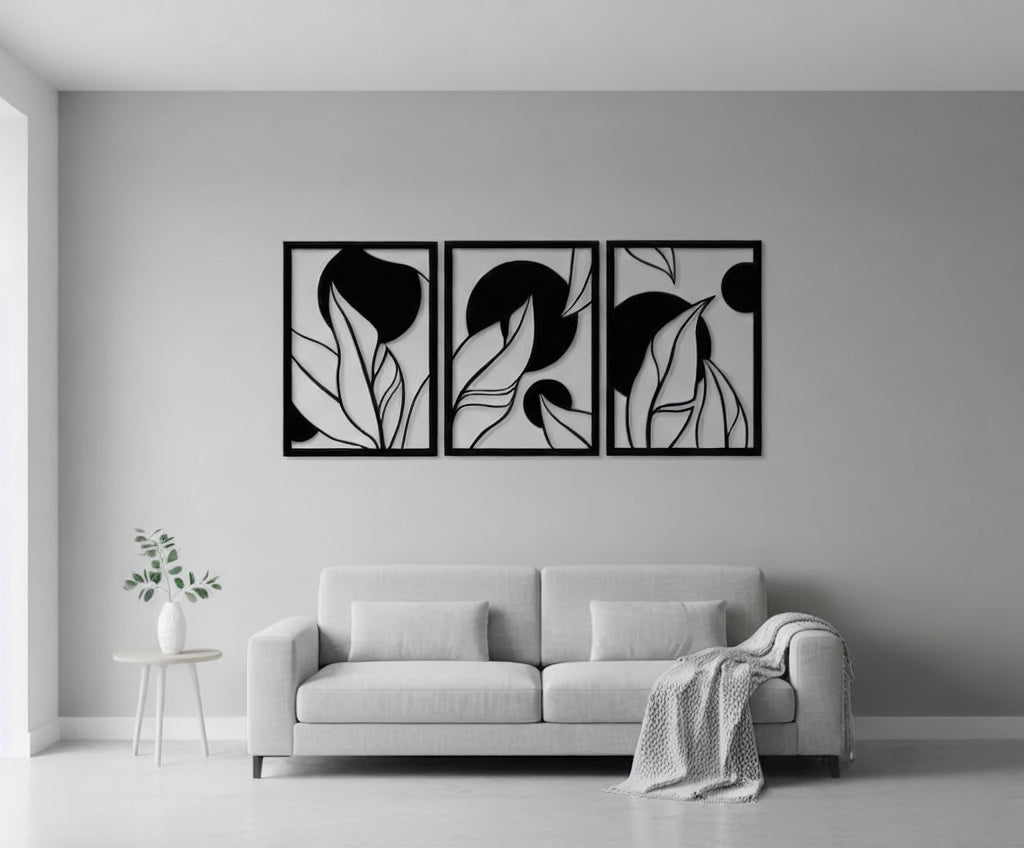 Botanical Silhouette Triptych Metal Wall Art