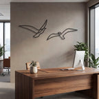 Minimalist Flying Seagulls Metal Wall Art