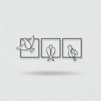 Minimalist Bird Trio Metal Line Art Set