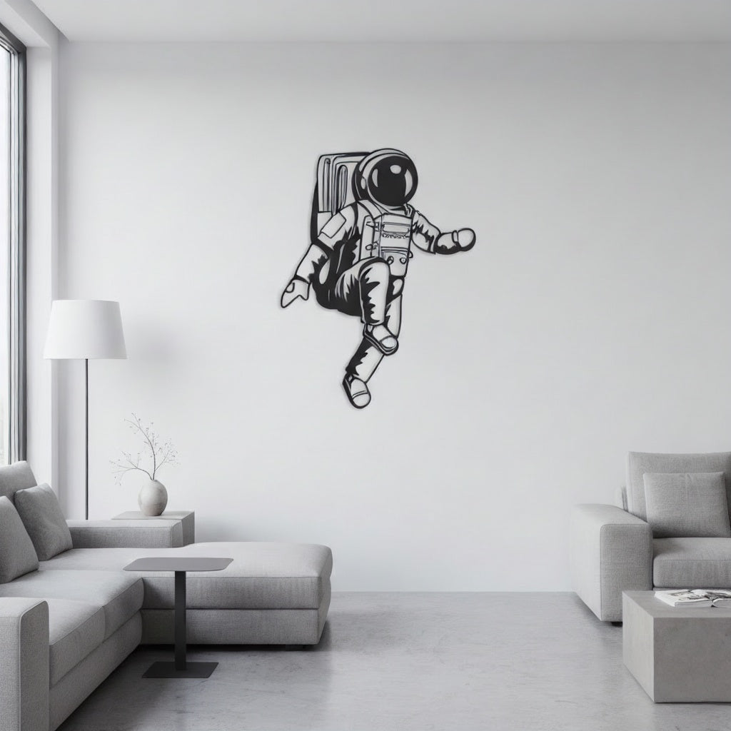 Floating Astronaut Metal Strip Wall Art