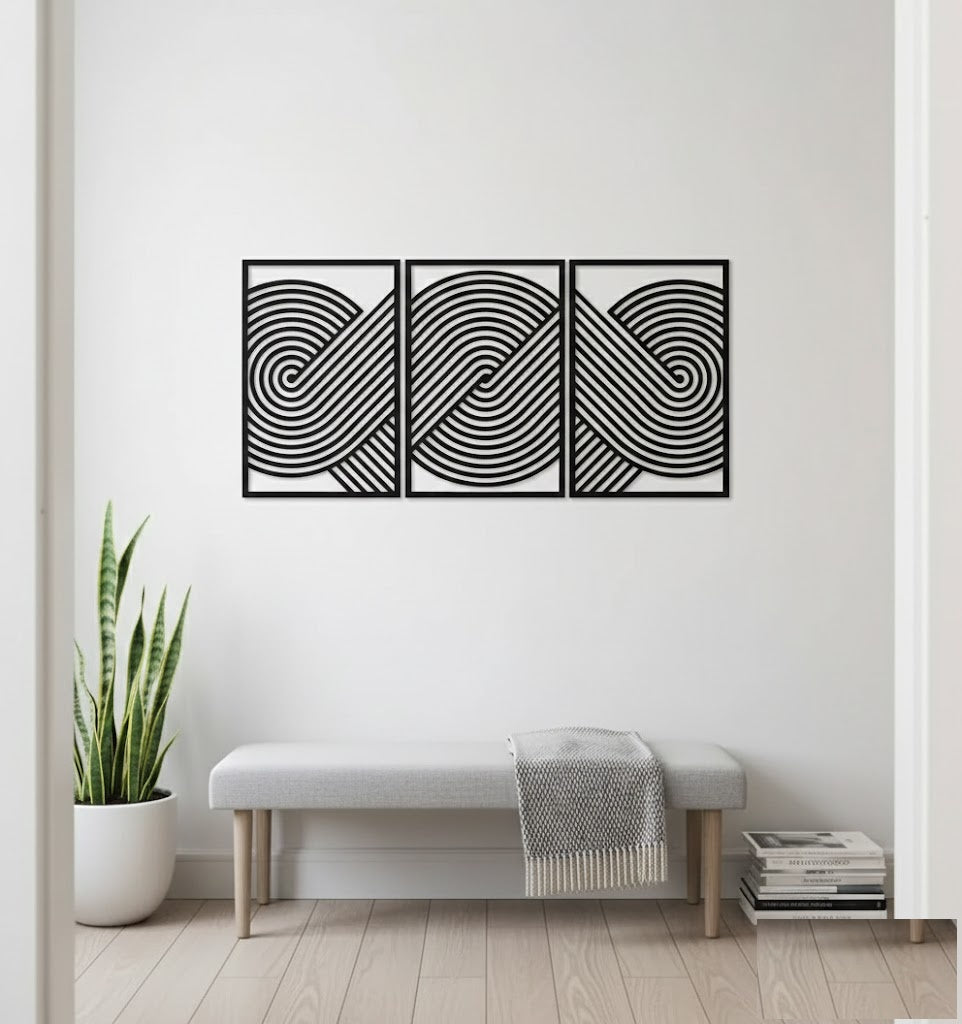 Triple Infinite Spiral Geometric Metal Wall Art
