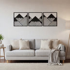 Geometric Mountain Peak Triptych Metal Wall Art