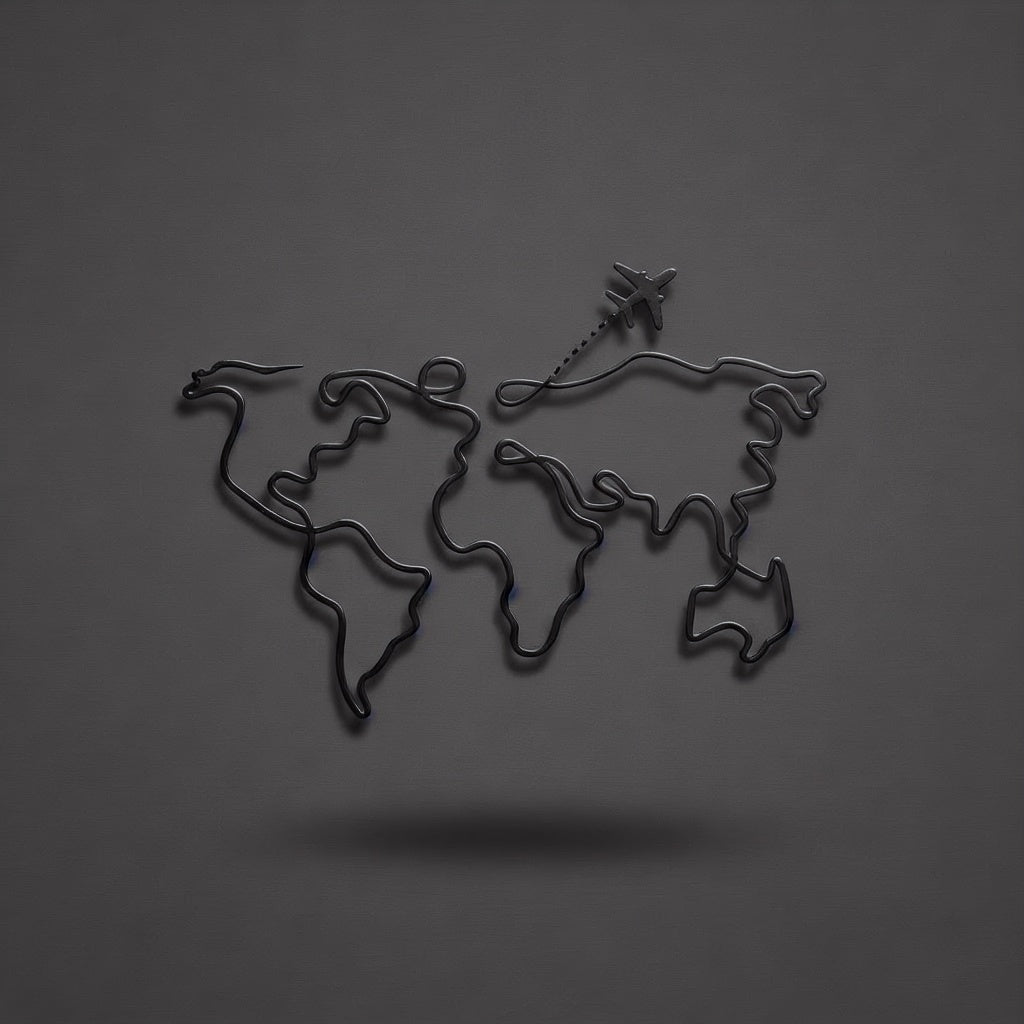 Minimalist World Map Travel Metal Wall Art