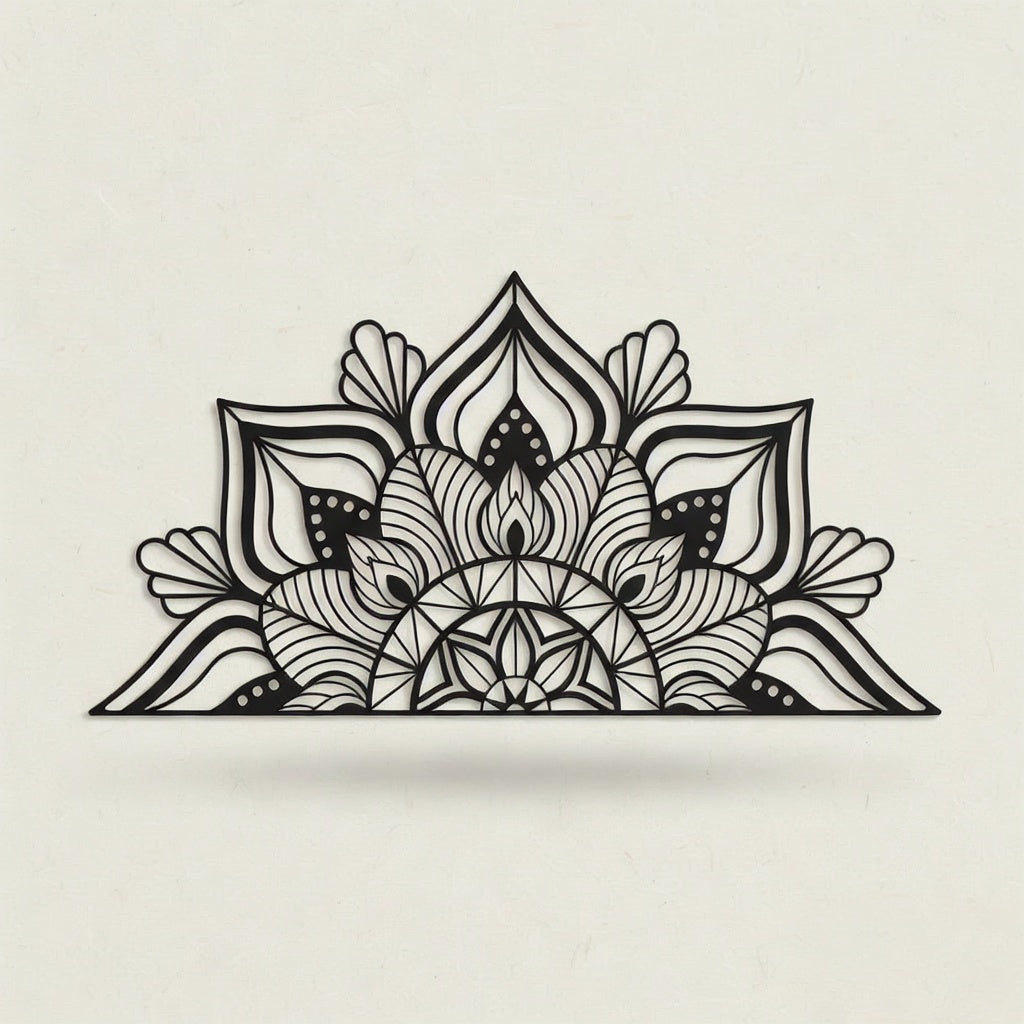 Lotus Mandala Half-Circle Metal Headboard Art