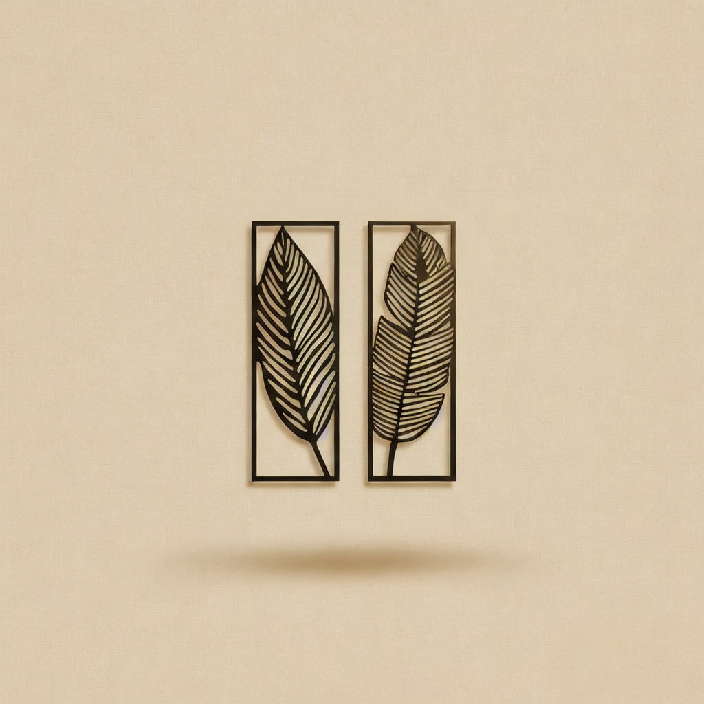 Modern Tropical Banana Leaf Duo Metal Wall Art
