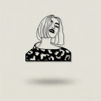 Modern Chic Woman with Bob Cut Metal Wall Art